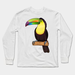Keel-billed toucan bird cartoon illustration Long Sleeve T-Shirt